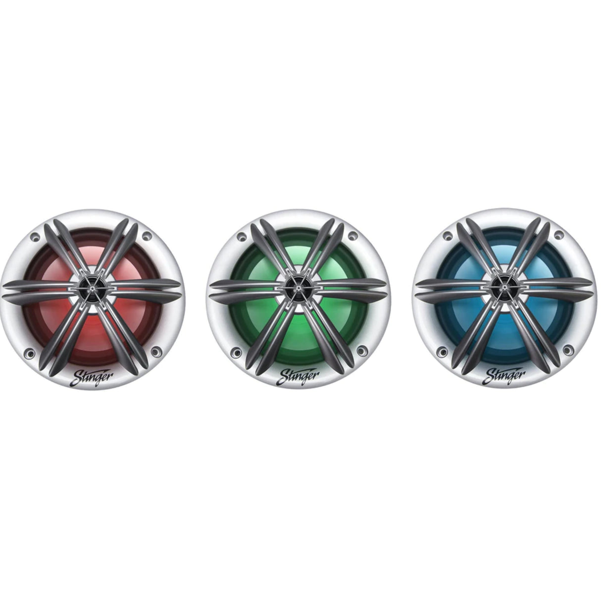 Stinger 6.5” Silver Coaxial Marine Speakers With Built-In Multi-Color RGB Lighting - PROTEUS MARINE STORE