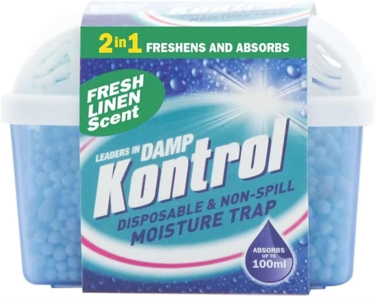 Kontrol 2 in 1 Mini Moisture Trap Freshens & Absorbs Damp Fresh Linen Scent - 100ml Capacity