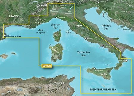 Garmin BlueChart G3 Vision - VEU012R: Mediterranean Sea, Central-West - PROTEUS MARINE STORE