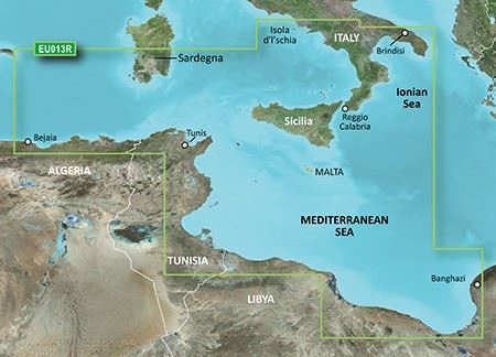 Garmin BlueChart G3 Vision - VEU013R: Italy Southwest & Tunisia - PROTEUS MARINE STORE