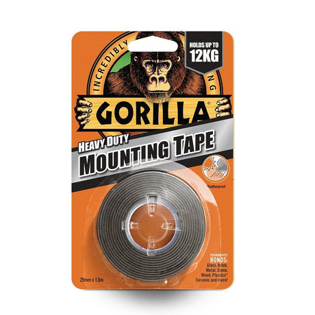 Gorilla Heavy Duty Mounting Tape Black 25mm x 1.5m - PROTEUS MARINE STORE