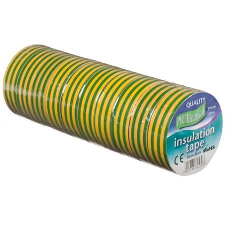 Electrical PVC Insulation Tape Green & Yellow 19mm x 20m - PROTEUS MARINE STORE