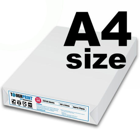 ToughPrint Waterproof A4 Paper for Laserjet Printer, Use Maps, Signs & Documents Print - 250 Sheets - PROTEUS MARINE STORE