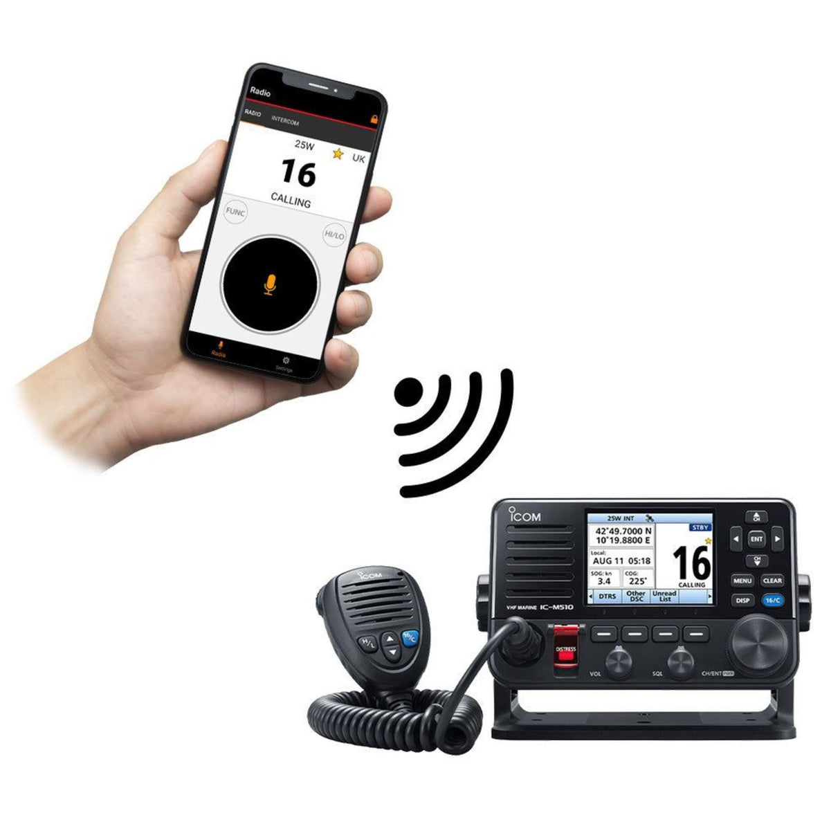 Icom IC-M510-AIS  VHF DSC Radio with AIS Receiver & Smartphone Control