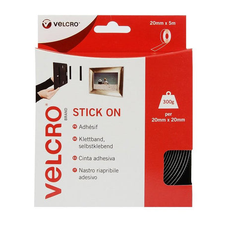 Velcro Stick On Black 20mm x 5m - PROTEUS MARINE STORE