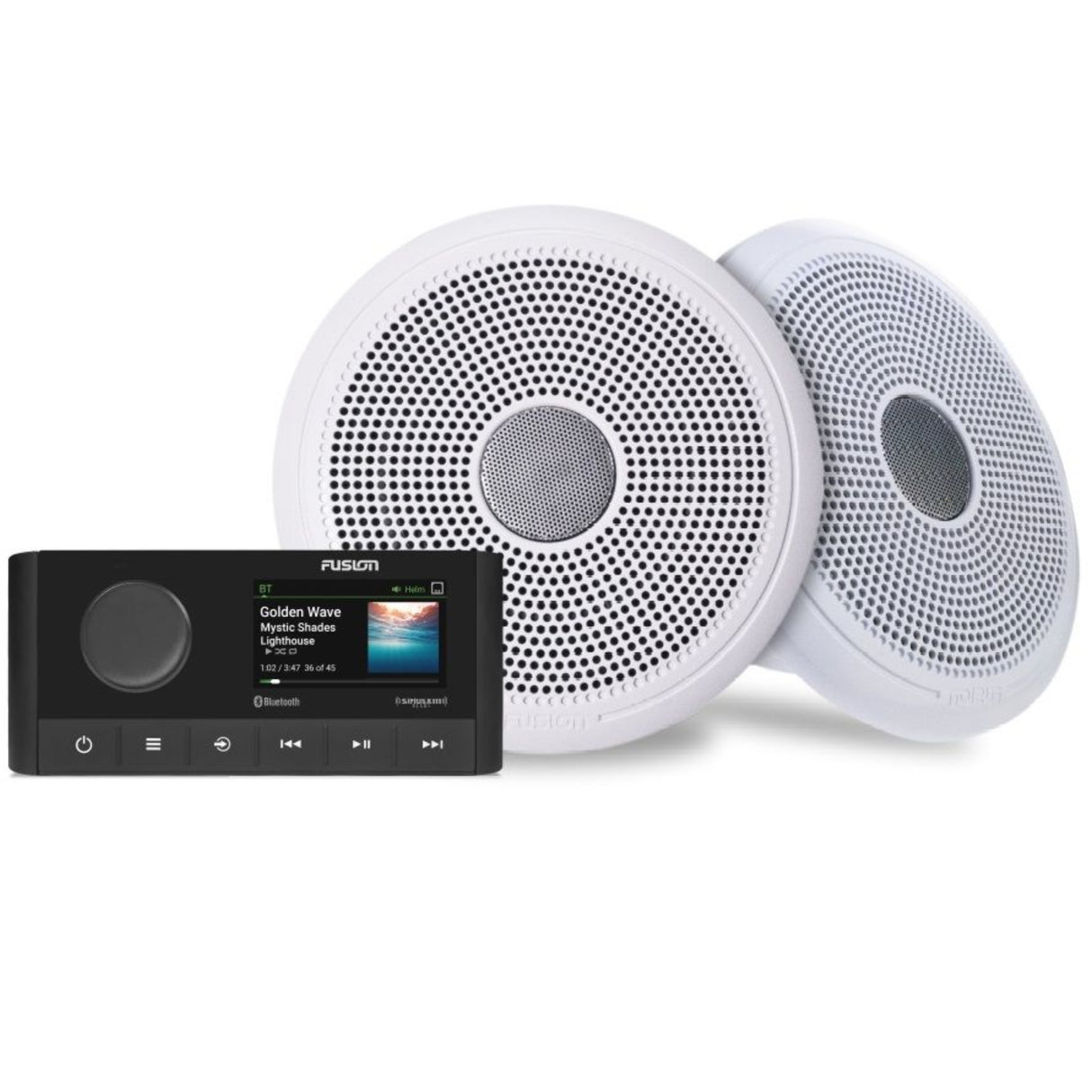 Fusion RA210KCW Marine Stereo & XS Series 6.5" Classic Speakers White Bundle