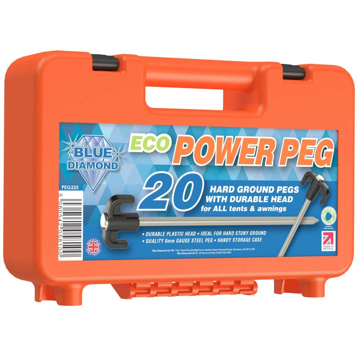 Blue Diamond Tent & Awning Eco Power Pegs Heavy Duty for Hard / Stoney Ground - Case Of 20