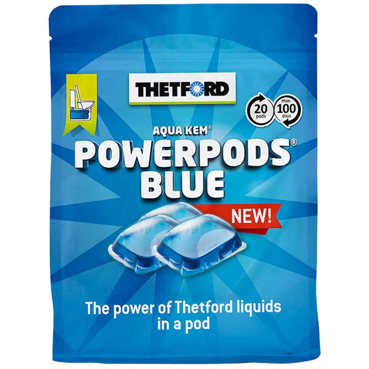 Thetford Aqua Kem PowerPods Blue Sachets Tabs Toilet Chemical (20 Pods)