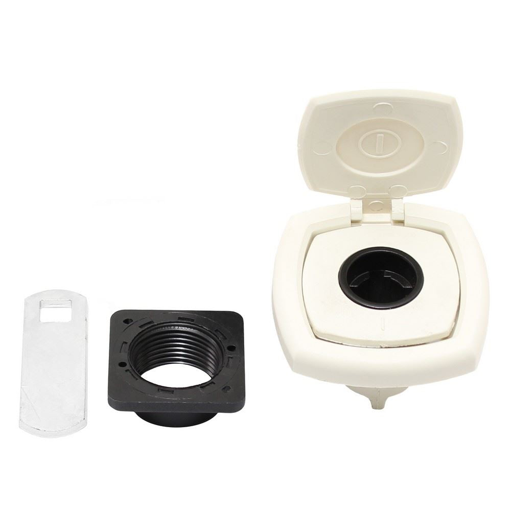 Zadi Square Push Outer Lock System with Cover White For Caravan / Motorhomes