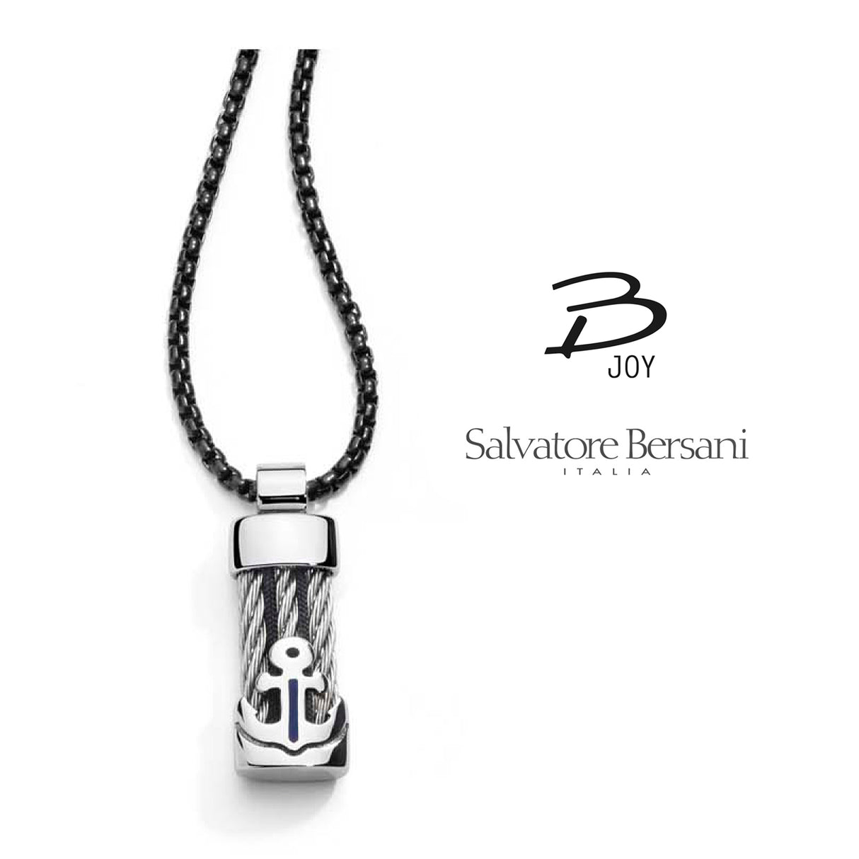 Salvatore Bersani B JOY Marine Pendant Necklace — Anchor | Black Chain