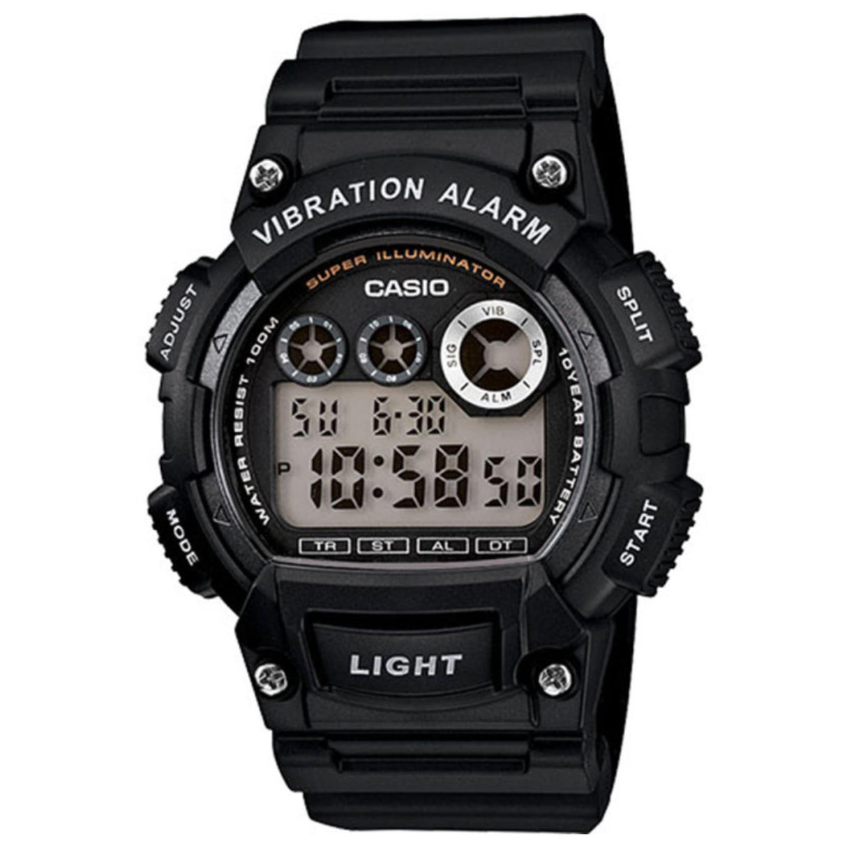 Casio W-735H-1AVEF Mens Digital Sports Watch Alarm Stopwatch 100M - Black Resin
