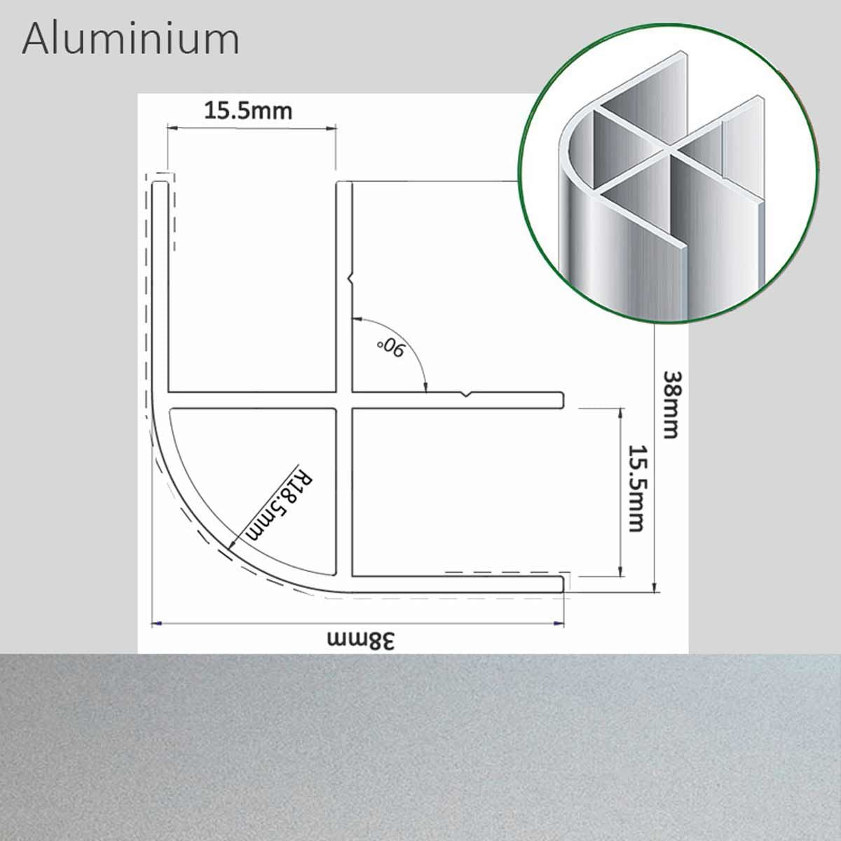 Corner Profile Aluminium Finish 38 x 38 x 2200mm