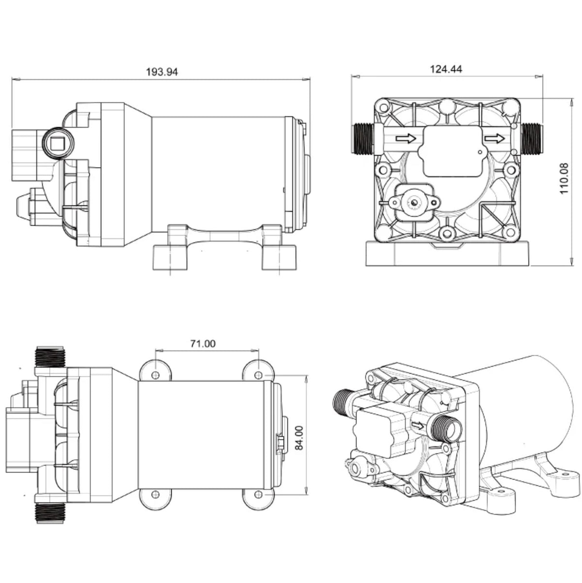 ACQUAFLO 55 PSI Diaphragm Pump Boat Marine Caravan RV Water Pump 4.2 GPM 12V
