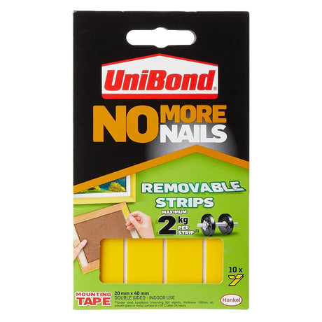 UniBond No More Nails Removable Strips 10pk - PROTEUS MARINE STORE