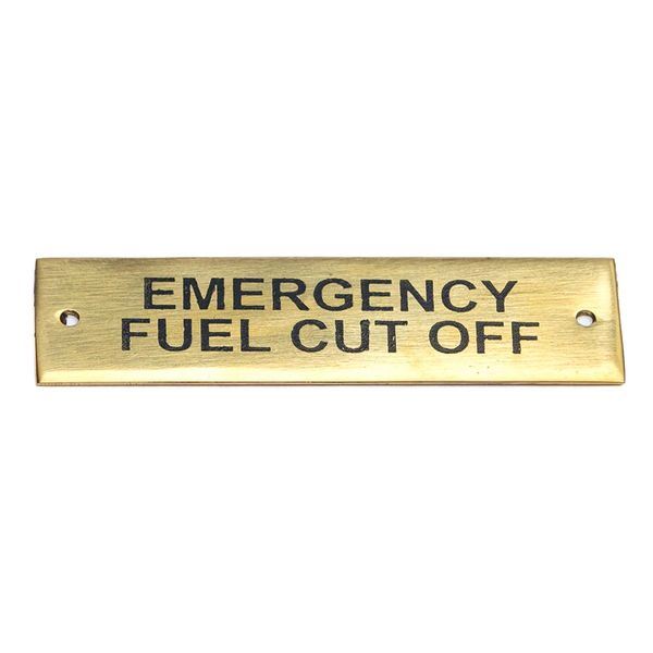 AG SP Emergency Fuel Cut Off Label Brass 75 x 19mm - PROTEUS MARINE STORE