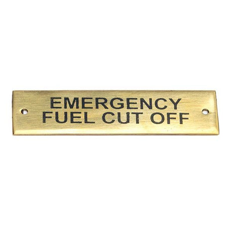 AG SP Emergency Fuel Cut Off Label Brass 75 x 19mm - PROTEUS MARINE STORE