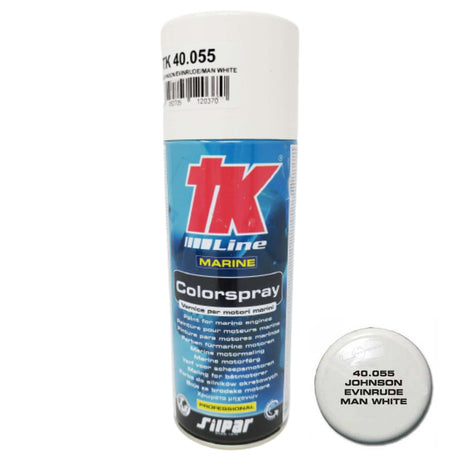 TK Colorspray Johnson / Evinrude White Engine Paint 400ml (Each) - PROTEUS MARINE STORE