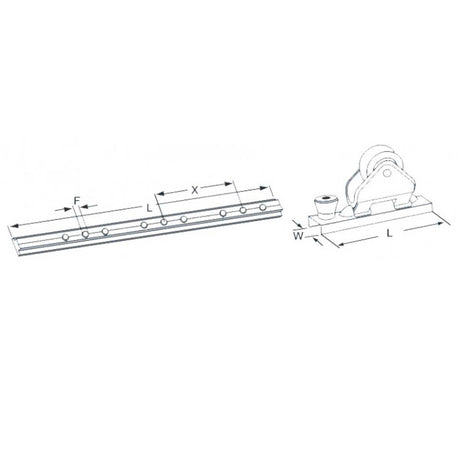 RWO Stainless Steel Track (16mm Internal Width, 910mm Long)