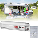 Fiamma F45S 425cm Awning Roll Out Sun Polar White Case, Royal Blue Fabric