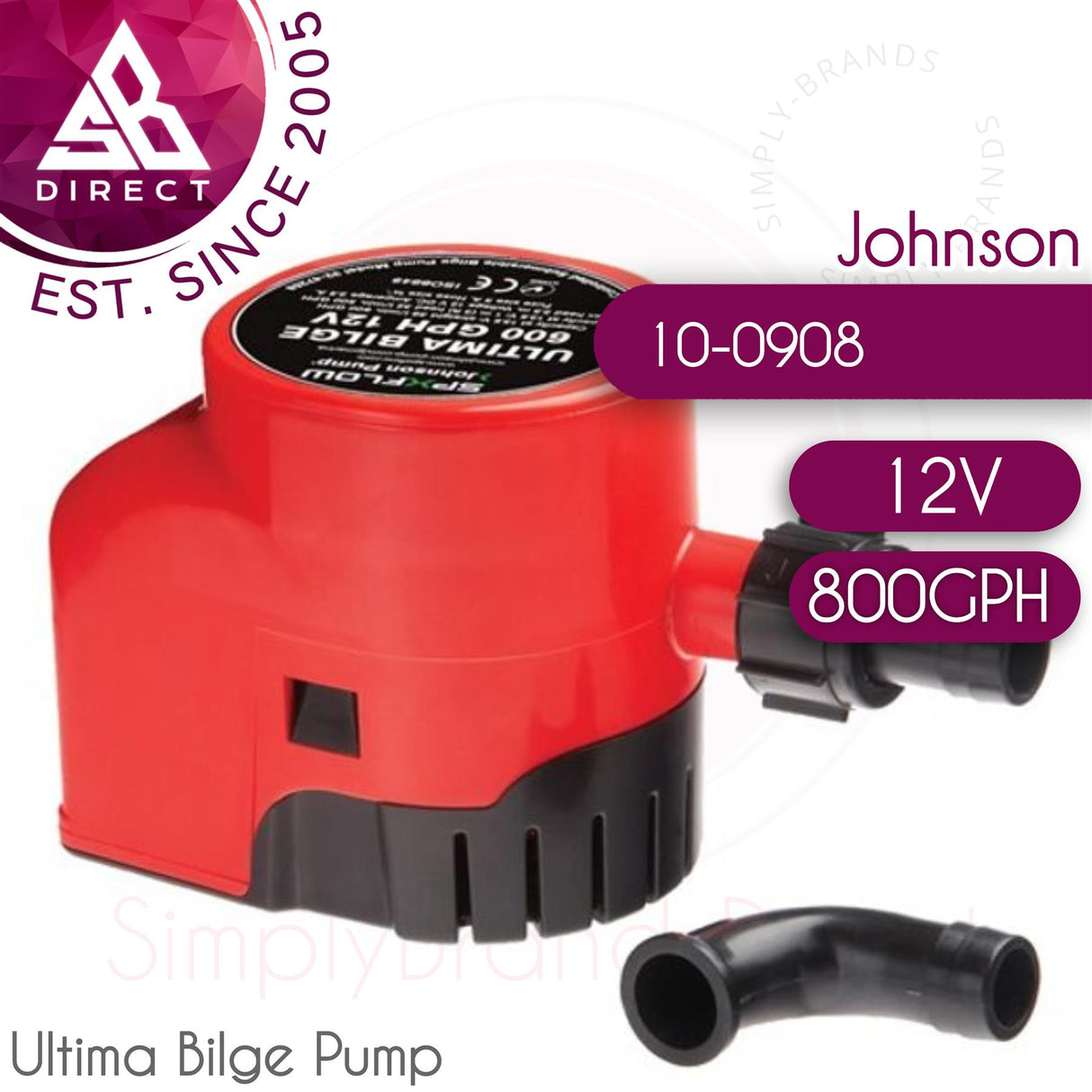 Johnson Ultima Bilge 800GPH 12V Integrated Switch
