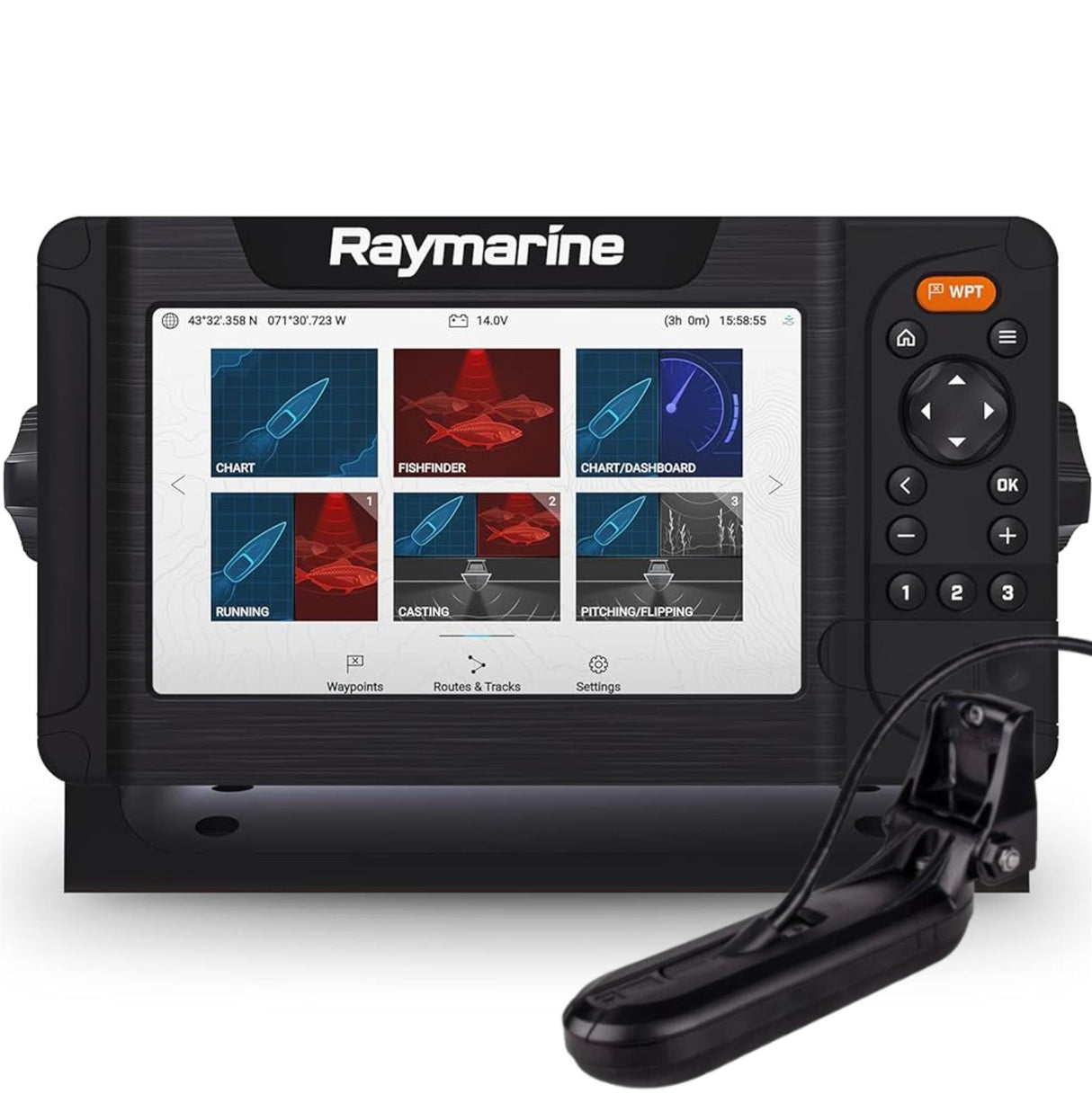 Raymarine Element 7HV 7" Marine Chartplotters & HV-100+ Transducer, CHIRP Sonar/GPS