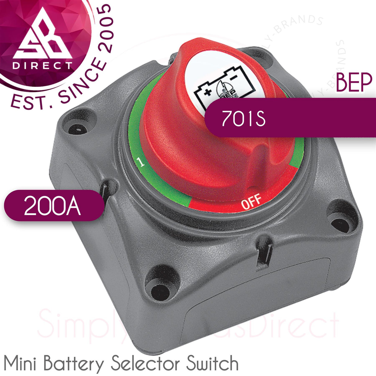 BEP 701S Battery Switch 200A 1-2-Both-Off