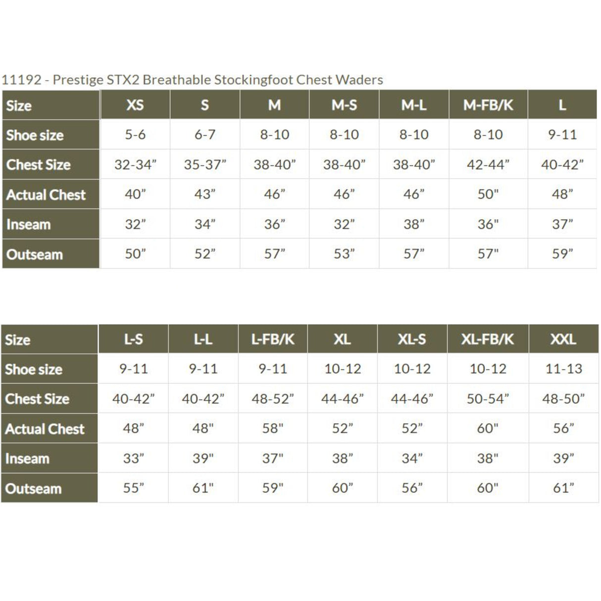 Snowbee STX2 Zip Front Breathable Stockingfoot Waders - XS