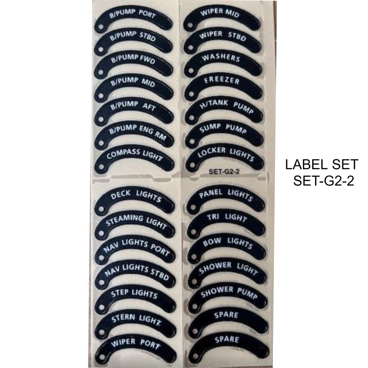 BEP SET-G2-2 Switch Label Sheet - Suitable For Contour Gen-2 Panels Boat Marine