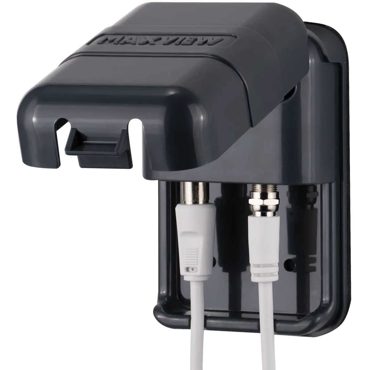 Twin Coax & 'F' Weatherproof Socket - Anthracite