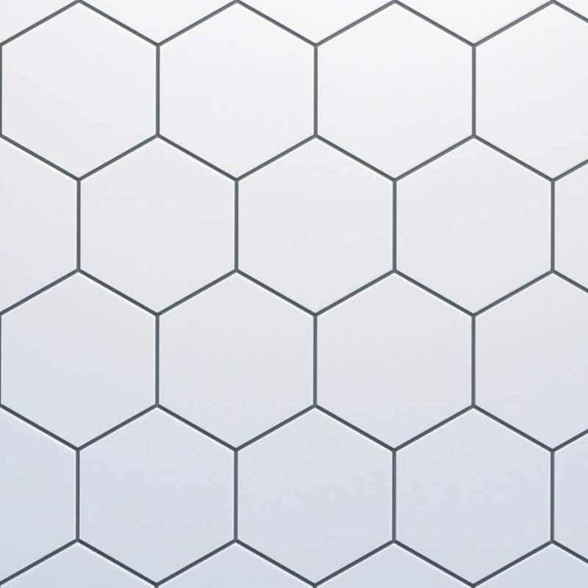 Reco White Hexagon Tile Wall Panel PVC 1220(W) x 2440mm(H) Dark Grout