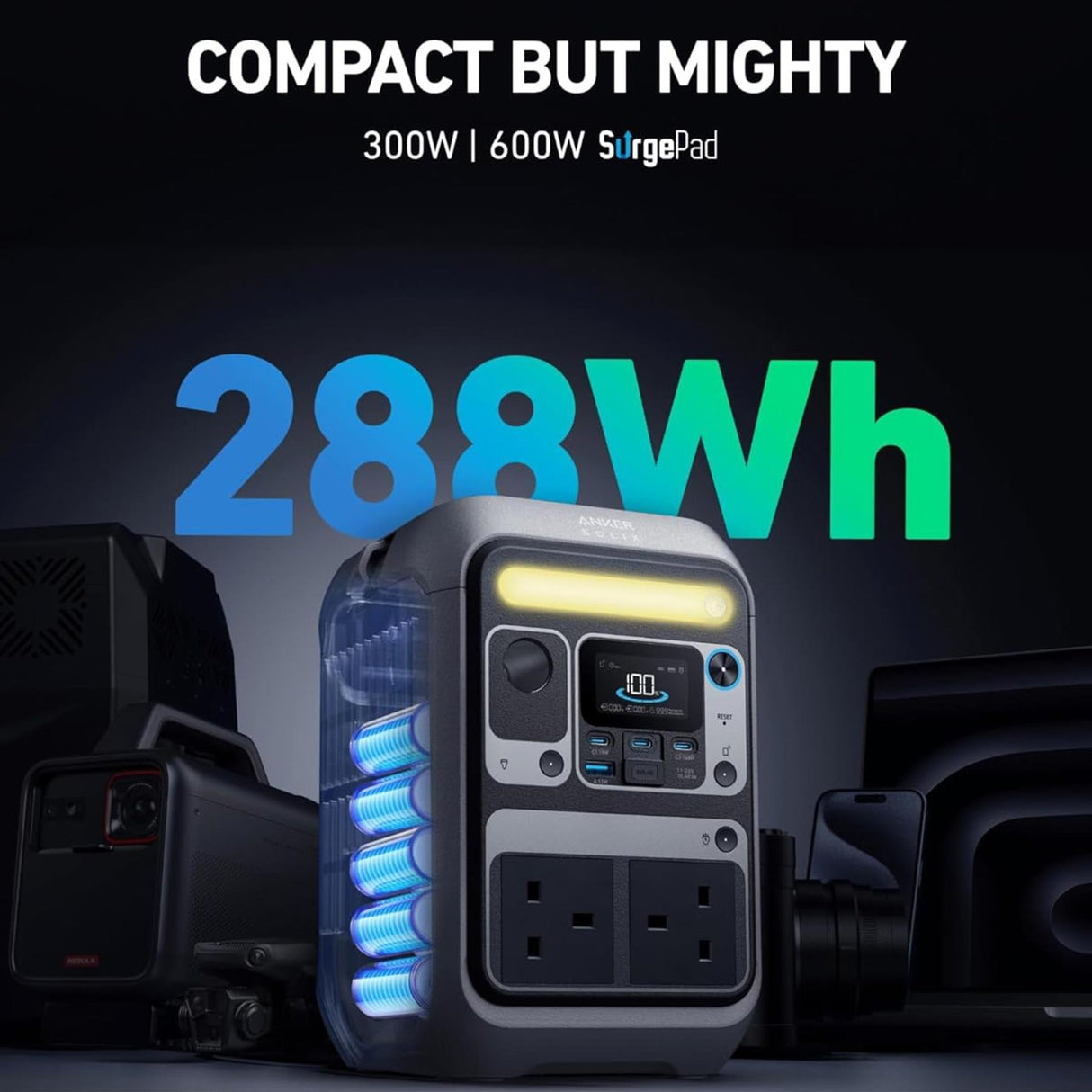 Anker SOLIX C300X Portable Battery Power Station 288Wh - 300W