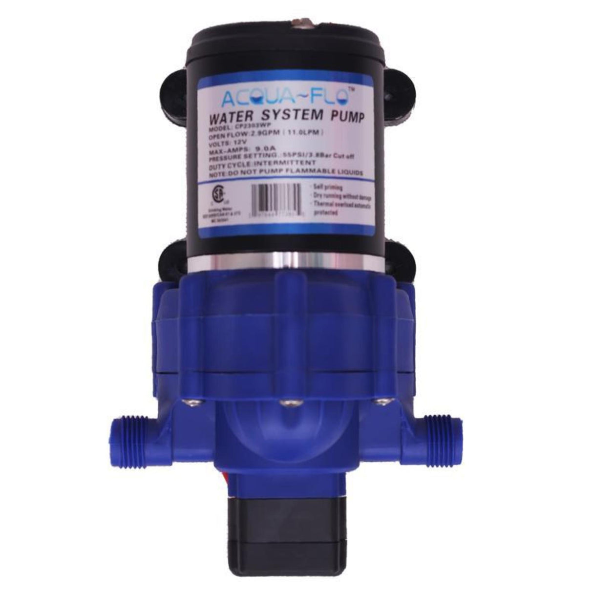 Acqua-Flo 12V 55 PSI 11LPM 3-Chamber Diaphragm Water Pump for Boat Marine RV