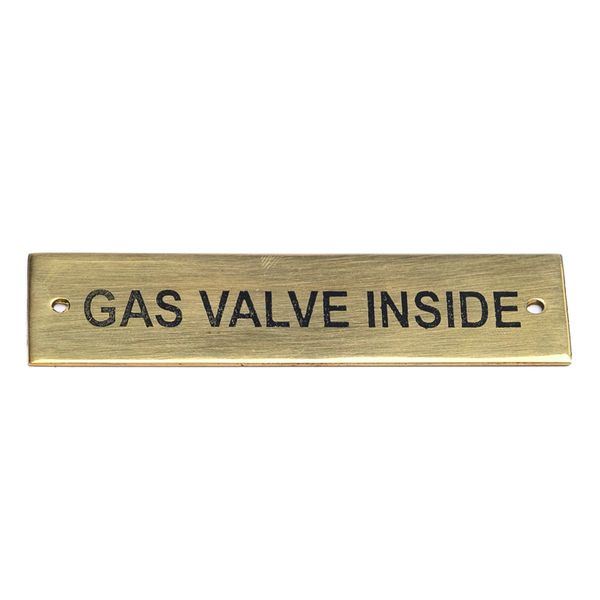 AG SP Gas Valve Inside Label Brass 75 x 19mm - PROTEUS MARINE STORE