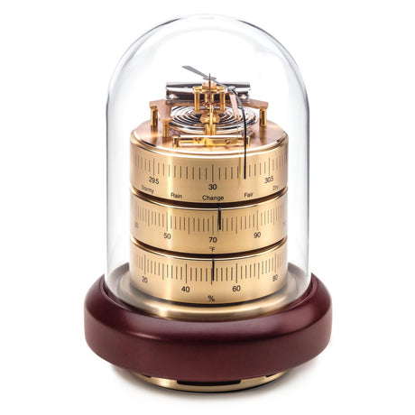 Barigo Barometer/Thermometer/Hygrometer with Brass Top & Mahogany Base - PROTEUS MARINE STORE