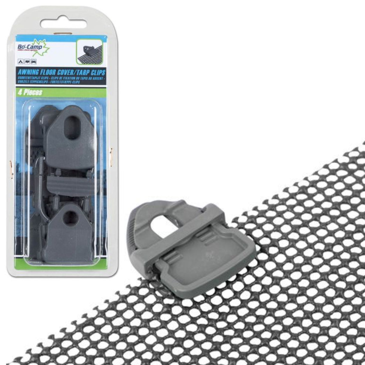 Bo-Camp Tent Awning Carpet Clips Universal Grey - 4 Pieces