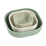 Béaba Set of 3 Silicone Bowls (Sage green/Cotton/Misty green)