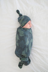 Copper Pearl Top Knot Hat Hunter 0-4m