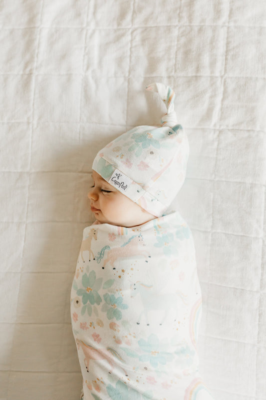 Copper Pearl Top Knot Hat Whimsy 0-4m
