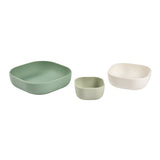 Béaba Set of 3 Silicone Bowls (Sage green/Cotton/Misty green)