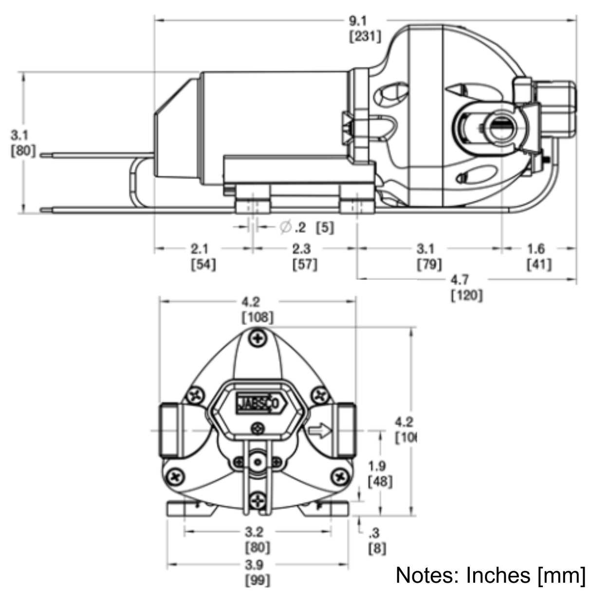 Jabsco Par Max 3 Water Pressure Pump 24V/ 25PSI/ 11LPM with Quick Connect Fittings