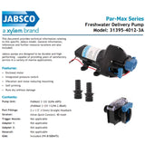 Jabsco Par Max 3 Pressure Fresh Water Pump 12V / 40PSI/ 11LPM Campervan Caravan RV Boat