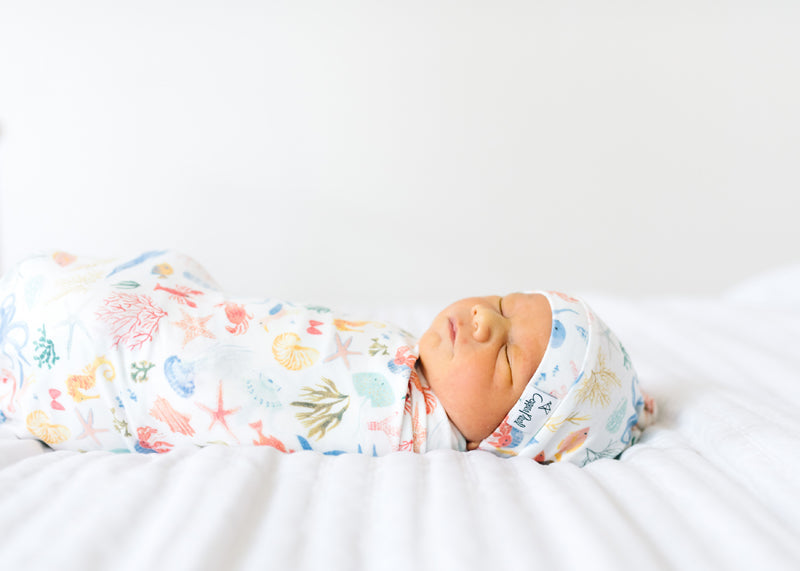 Copper Pearl Knitted Swaddle Blanket Nautical