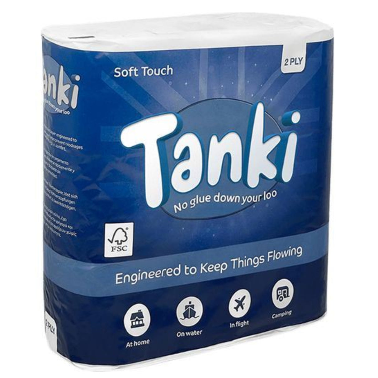 Tanki Toilet Rolls 2-Ply Soft Touch for RV Caravan Marine Tanks (9 Roll Pack / Plastic Free)