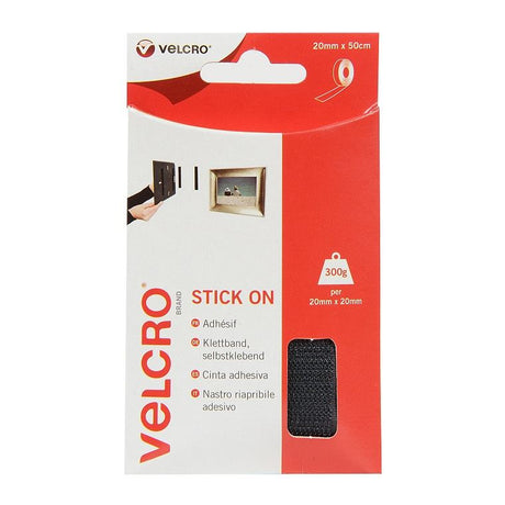 Velcro Stick On Black 20mm x 50cm - PROTEUS MARINE STORE