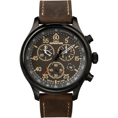 Expedition Field Chronograph Watch with Brown Leather Strap - PROTEUS MARINE STORE