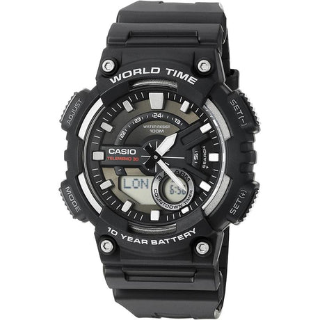 Casio Men's Analogue/Digital Watch│Black Resin Strap│3D Dial│World Time│Alarms - PROTEUS MARINE STORE