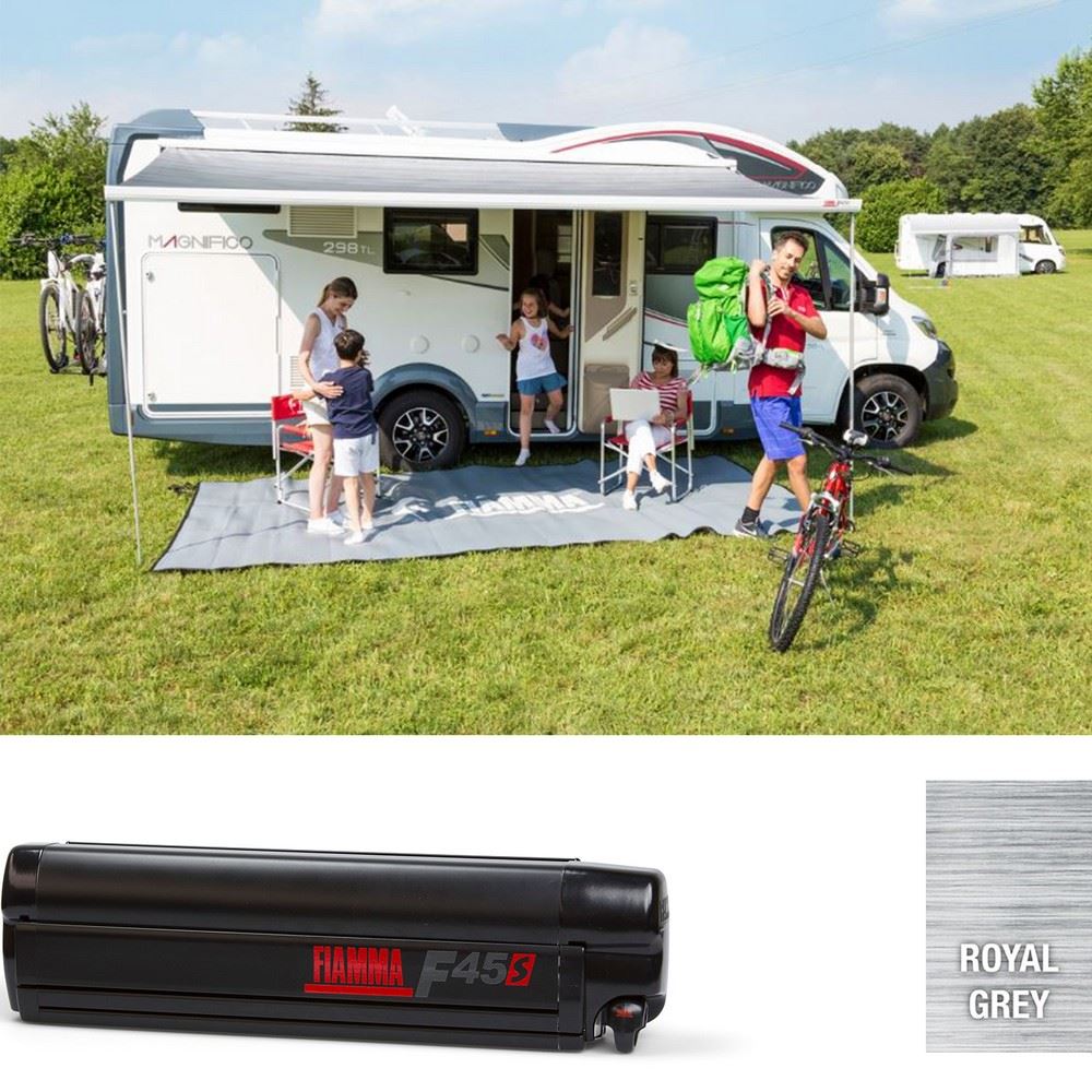 Fiamma Deep Black F45S 400 Awning Royal Grey Fabric