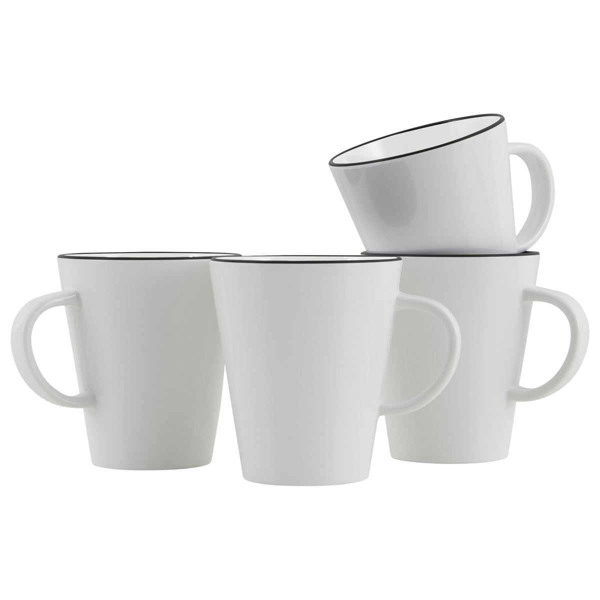 Gimex Linea Line Mug Black 4 Pieces