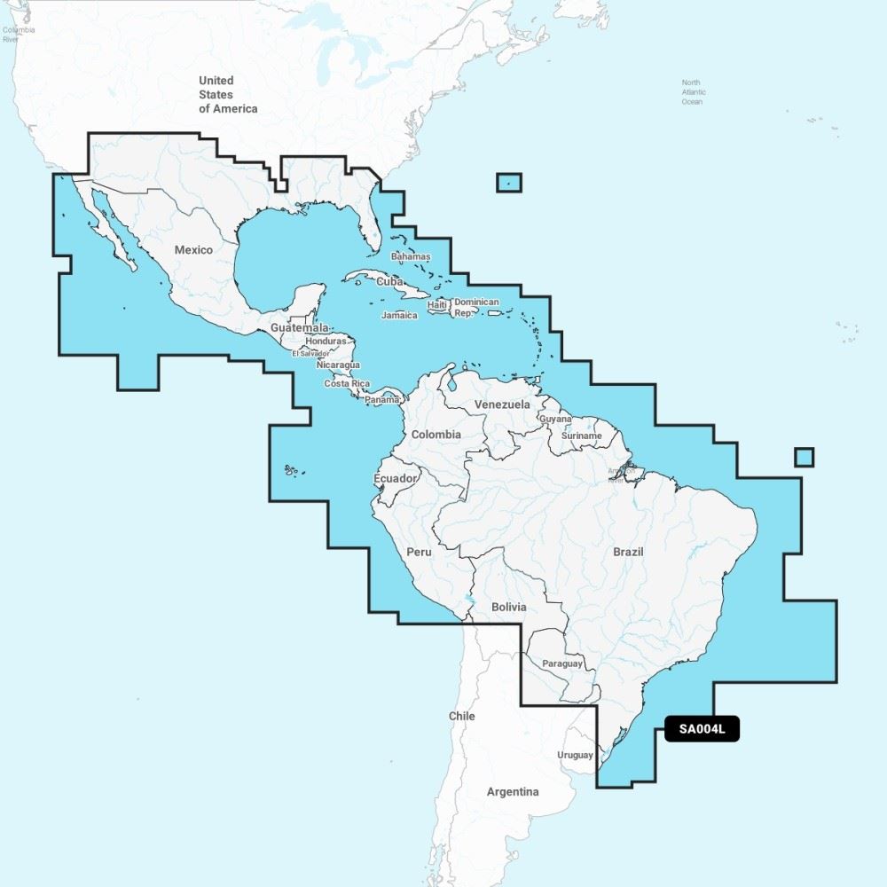 Garmin Navionics + Chart: SA004L - Mexico, Caribbean to Brazil - PROTEUS MARINE STORE