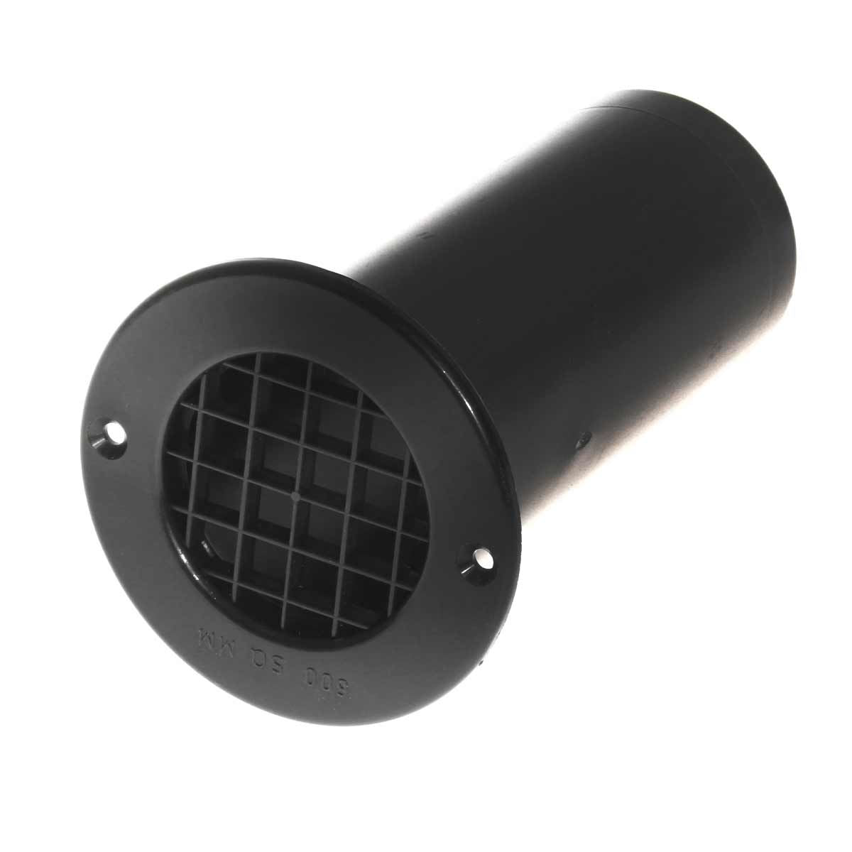 75MM DIAMETER EXTRA LONG TAIL ROUND VENT (BLACK)